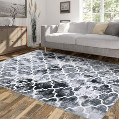 GARVEE Large Geometric Modern Area Rug 9x12 - Soft Moroccan, Washable, Non-Slip Backing - Indoor Rug for Living Room, Bedroom, Multi/Grey