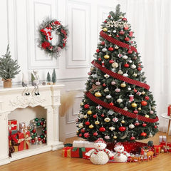 GARVEE 7.5 FT Foldable Artificial Christmas Tree with Metal Base, Lifelike PVC, No Installation, for Home, Patio, Living Room