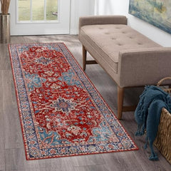 GARVEE Washable Area Rug Vintage Distressed Living Room Rug Non-Slip Stain Resistant Traditional Medallion Accent Rug Indoor Floor Carpet for Bedroom Entryway Laundry Room, 4' x 6', Grey