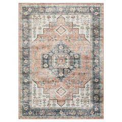 GARVEE Vintage Eelam Area Rugs, 8x10, Low-Pile, Stain Resistant, Non-Slip, Non-Shedding, Soft, Family & Pet Friendly, Red Grey, Living Room, Bedroom, Dining Room