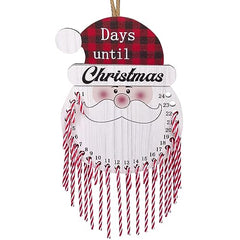 GARVEE Christmas Countdown Calendar with 24 Cane Candy Wooden Hanging 24 Days Until Christmas Countdown Sign Santa Xmas Wall Calendar for Indoor Outdoor Home Decor