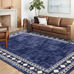 GARVEE Area Rug 6x9 Non Slip Modern Rug Thin Machine Washable Rug No Shedding Large Rug with Low Pile for Living Room, Bedroom, Dining Room, Blue