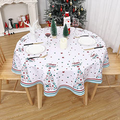 GARVEE Christmas Decoration Round Christmas Tablecloth Xmas Table Cloth Waterproof and Washable Holiday Decorative Table Cover for Outdoor, Indoor Party Kitchen Dining Room, 60 Inch, 180GSM