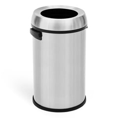 GARVEE 65L/17Gal Open Top Trash Can, Commercial Grade Heavy Duty Brushed Stainless Steel Outdoor Trash Can, Large Kitchen Trash Can, Round