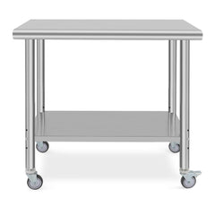 DYTesa Stainless Steel Table 48 x 24 Inch, Commercial Heavy Duty Prep Table with Casters Wheels and Adjustable Undershelf for Restaurants, Homes and Hotels