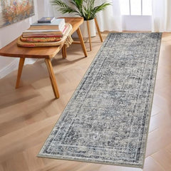 GARVEE Hallway Runner Rug 2x6 - Washable Blue Kitchen Rugs Non Slip Soft Touch Carpet Runner Rug Stylish Rug Runner for Home Kitchen Bedroom Blue