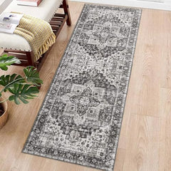 GARVEE Washable Runner Rug 2x8 Kitchen Rug Runner Long Entryway Rug Low-Pile Rug for Bedroom Non-Skid Soft Carpet Throw Rug for Bathroom Laundry Room Hallway, Grey