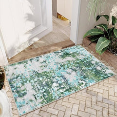 GARVEE Small Area Rug 2x3 Boho Chic Abstract Watercolor Design Entryway Rug Machine Washable Rug Non Slip Contemporary Indoor Floor Accent Carpet for Bathroom Doorway, Green/Turquoise