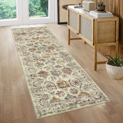 GARVEE Washable Runner Rug 2x6 Runners Vintage Bathroom Rug Oriental Colorful Rug Low Pile Small Rug Non Slip Kitchen Rug Entryway Rug Stain Resistant Carpet for Living Room Bedroom, Colorful 2'x6'