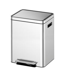 GARVEE 40 L/10.6 Gallon Dual Trash Can, Rectangular Waste Basket with Metal Lid & Step Foot Pedal, Double Compartment Classified Garbage Can, Stainless Steel Trash Can with Removable Inner Bucket