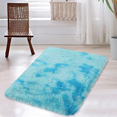 GARVEE Fluffy Small Rug Faux Fur Rug for Bedroom Shag Rug for Living Room Ultra Soft Capret Non-Slip Non-Shedding Rug Furry Rug Comfy Soft Floor Carpet, 2×3 Feet, Light Blue