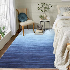 GARVEE Area Rugs for Living Room 4x6 Abstract Ombre Rug Washable Bedroom Rug Modern Office Carpet Farmhouse Rug Aestheric Vintage Floor Cover Non Slip Rugs with Rubber Backing Low Pile Area Rug Blue