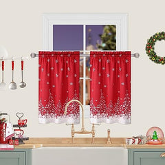 GARVEE Christmas Velvet Valance Curtain Christmas Decoration Cafe Curtain Curtains Window Treatment Rod Pocket for Home Decor 1 Panel for Bathroom