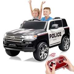 GARVEE 12V Toyota Land Cruiser Kids' Car: Remote, LED, 3 Speeds, Dual 45W Motors, USB Music, Seat Belt, CPC & ASTM Approved - Black and White