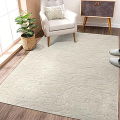 COZYLOOM Area Rug 4x6 Boho Shaggy Rug Modern Farmhouse Area Rug Beige Nursery Decor Rugs Non-Shedding Low Pile Area Rug Non-Slip Textured Rug for Living Room Bedroom Dining Room Home Office