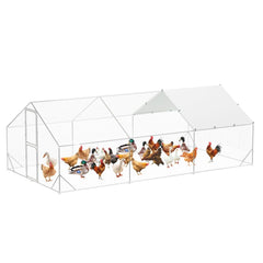 GARVEE Large Metal Chicken Coop, Chicken Coop Run with Cover, Large Chicken Run with Double Door, Chicken Pen for Outdoor Farm Yard (19.7'L x 9.8'W x 6.6'H)