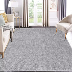 GARVEE 8x10FT Area Rug Machine Washable Solid Textured Area Rug Indoor Contemporary Stain Resistant Non-Slip for Living Room Bedroom Decor Light Grey