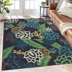 GARVEE Floral Farmhouse Area Rug 4x6 Non-Slip Polyester Machine Washable Low Pile for Bedroom Living Room Office, Green