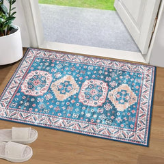 GARVEE Rugs for Living Room 5x7 Rug Boho Area Rug Washable Rugs Vintage Oriental Rug Bedroom Decor Floor Mats Soft Distressed Rug Non Slip Non Shedding Office Rug for Nursery, Blue/Fuchsia 5'x7'