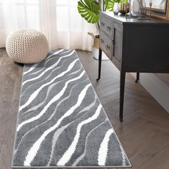 IMINROME Modern Runners for Hallways 2x8 Rug Runner Non-Slip Stain Resistant Rug Kitchen Runner Rugs Non-Skid Rug, Grey Abstract Carpet Runner for Entryway Bathroom Laundry