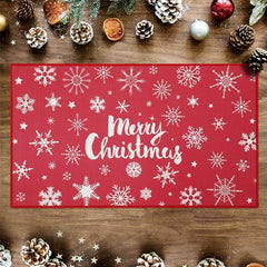 GARVEE Christmas Doormat Merry Christmas Door Mat Red Snowflakes Non-Slip Indoor Outdoor Front Door Doormat Living Room Bedroom Entrance Rug Kitchen Floor Mat Home Festive Decoration 17