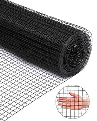 GARVEE Black Hardware Cloth 1/2 Inch 24 in x 50 ft 19 Gauge PVC Coating Wire Mesh Rolls Vinyl Coated Welded Chicken Wire Fencing for Home and Garden Fence and Home Improvement Project