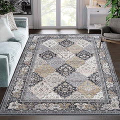 GARVEE Trellis Area Rug 4x6 Washable Non-Slip Ultra-Thin Pearl Velvet for Bedroom Kitchen Living Room