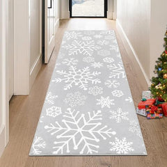 GARVEE Wahabable Rug 2x6 Rug Runner Christmas Hallway Rug Gray Snowflake Xmas Runner Kitchen Rug Non Slip Bathroom Rug Modern Farmhouse Entryway Rug Soft Carpet for Bedroom Laundry 2'x6' Grey