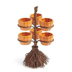 GARVEE Halloween Pumpkin Snack Bowl Stand,Collapsible Party Trays,Halloween Candy Bowl,Broomstick Snack Bowl Stand,Perfect for Serving Snacks, Salad, Dessert, Halloween Party Supplies(5bowls)