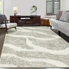 GARVEE 10x13 Area Rug Modern Abstract Living Room Rug Non Slip Backing Washable Rug Low Pile Non-Shedding Soft Carpet Indoor Distressed Throw Rugs for Bedroom Office Dining Room Nursery Beige