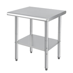 GARVEE Stainless Steel Food Prep Table, 24 x 30 Inches Heavy Duty Commercial Kitchen Metal Table with Adjustable Lower Shelf and Plastic Feet, Steel Work Prep Table for Restaurant Home Hotel