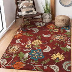 GARVEE Washable Boho Rug 4x6 Modern Floral Area Rug, Stain & Water Resistant, Polyester, Non-Slip, Low Pile, Living Room, Bedroom, Kitchen