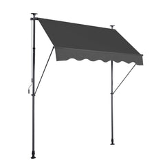 GARVEE Manual Retractable Patio Awning + Waterproof UV Protection + Height Adjustable + Polyester Fabric + Drill-Free Installation + Aluminum Alloy Frame + Suitable for Backyards, Gardens, Balconies