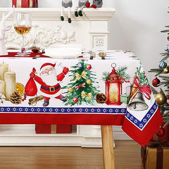 GARVEE Christmas Tablecloth, Christmas Table Cloths Rectangle 52 x 70 Inch, Santa Claus Xmas Tree Decorations Farmhouse Rustic Party Outdoor Table Decor Christmas Table Cover