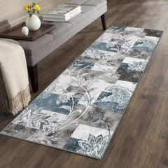 GARVEE Runner Rug 2x8 Machine Washable Hallway Rug Abstract Modern Geometric Area Rug Non-Slip Distressed Throw Floor Carpet for Kitchen Laundry Room, Grey