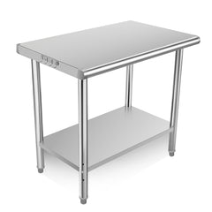 GARVEE Stainless Steel Table, 36 x 24 inches Kitchen Prep Work Tables, NSF Commercial Worktable with Adjustable Under Shelf for Restaurant Home and Hotel