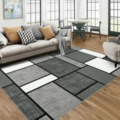 GARVEE Geometric Modern Rug 4x6 Rug for Living Room Washable Rugs Non Slip Rug Contemporary Carpet for Bedroom Soft Rug Stain Resistant Floor Mats Classroom Office Rug Grey 4'x6'