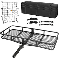 GARVEE PU+ Steel Tail Rack, 150 lb Storage Capacity Heavy Duty Steel Tail Rack with PVC Fabric Waterproof Cargo Bag and Steel Windproof Fairing, Rack with Bottom Metal Rods and Side Rails