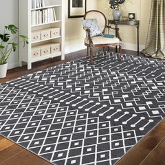 GARVEE Geometric Washable Area Rug 9x12 | Modern Low Pile | Non-Slip | Polyester | Living Room, Bedroom, High-Traffic Areas