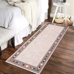 GARVEE Hallway Rug 2x8 Washable Non-Slip Kitchen Runner Rug, BordeBeige Design Soft Bathroom Rug Indoor Carpet for Entrance Bedroom Laundry Living Room, Beige