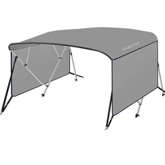 GARVEE 4 Bow Bimini Top Boat Cover with 1 Inch Aluminum Alloy Frame, Include 2 Straps, 2 Adjustable Rear Support Pole, Zippered Storage Boot, PU Coating Canvas - 8ft L*54 inch H*85inch-90inch W