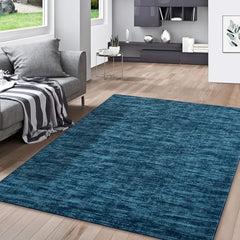 GARVEE Washable Rug 5x7 Modern Solid Area Rug Blue Rug Indoor Soft Non Slip Carpet Ultra-Thin Low Pile Throw Carpet Stain Resistance Throw Rugs for Living Room Bedroom Dining Room Home Office Blue