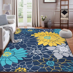 GARVEE Area Rug 8x10 Washable Rug Boho Accent Rug Floral Print Rug Large Rug Foldable Modern Rug Elegant Floor Cover Non Slip Soft Bath Mat for Bedroom Living Room Dining Room