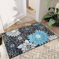 GARVEE Small Area Rug 2x3 Modern Floral Area Rug Washable Kitchen Rug Soft Non-Slip Low Pile Front Door Rug Non Shedding Throw Entry Rugs for Entrance, Dark Grey