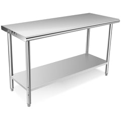 GARVEE Stainless Steel Table, 60 x 24 inches Kitchen Prep Work Tables, NSF Commercial Worktable with Adjustable Under Shelf for Restaurant Home and Hotel