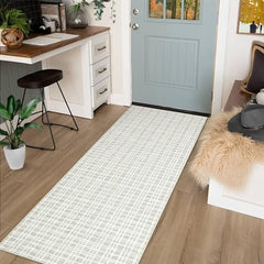 GARVEE Area Rug 2x6 Modern Rug Runner Washable Mat Soft Faux Wool Entryway Runners Contemporary Non-Slip Long Rug Runner Indoor Hallway Kitchen Runners for Living Room Bedroom Accent Rug Light Grey