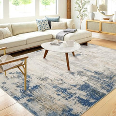 GARVEE Machine Washable Area Rug 5x7 Modern Abstract Area Rug for Living Room Bedroom Contemporary Non-Slip Stain Resistant Accent Rug Carpet for Dining Room Office Floor Decoration, Blue/Yellow