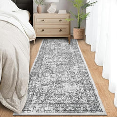 GARVEE Washable Runner Rug 2x6 Runner Vintage Rug Non Slip Kitchen Rugs Oriental Indoor Entryway Rug Soft Bathroom Rugs Stain Resistant Carpet for Hallway Laundry Bedroom 2'x6' Distressed Grey