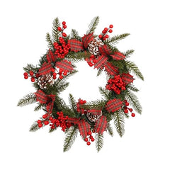 GARVEE Christmas Artificial Wreath with Berry Pine Cones Door Hanging Rattan for Home Wedding Farmhouse Holiday Decor 45cm