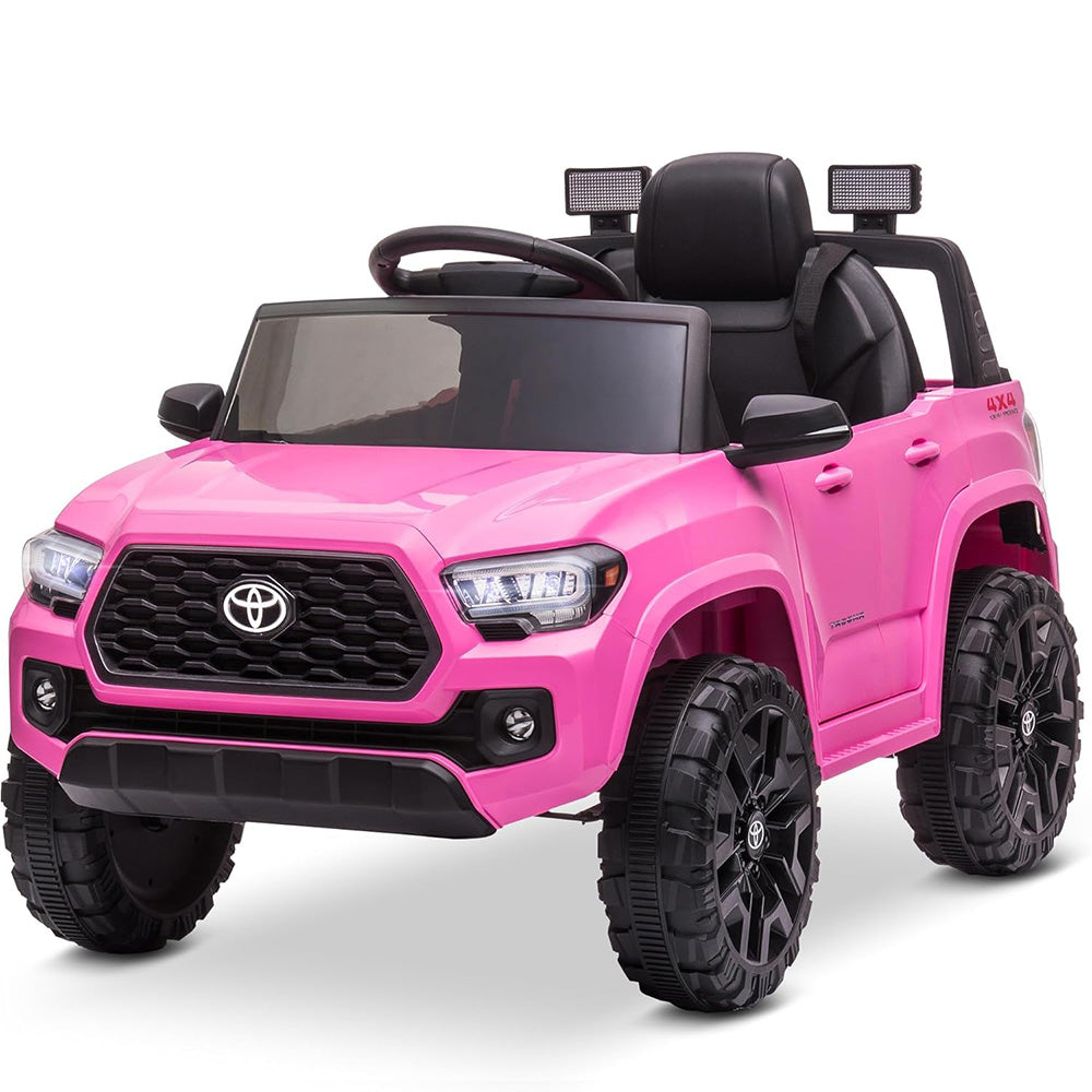 GARVEE 12V Toyota Tacoma Kids Car, Spring Suspension, with LED Light - Pink